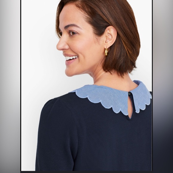 Talbots Navy Sweater with Blue Collar size SP - Picture 2 of 10